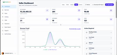 Vendor portal dashboard
